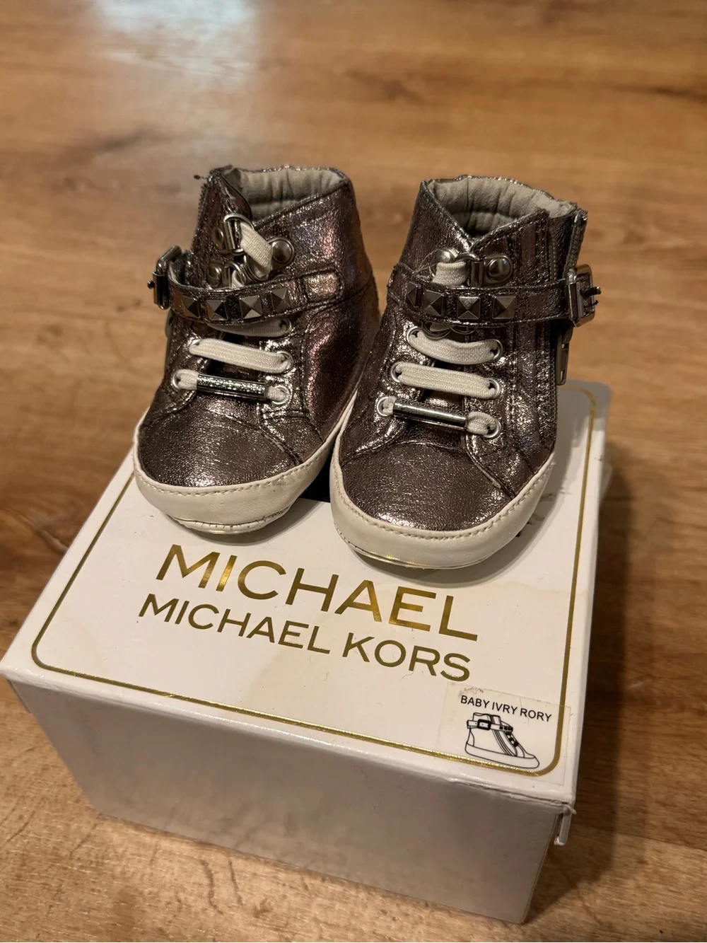Michael Kors Baby Ivry Rory Metallic High Top Sneakers 3-6M